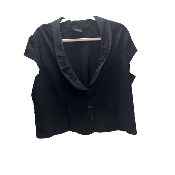 Women’s Black Business Shirt Low Cut Button Up Vest T-Shirt Style - As Is Plus - Picture 1 of 11